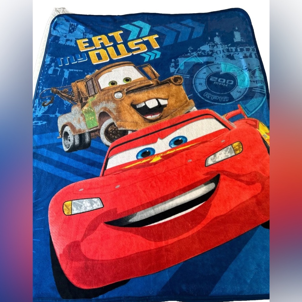 Disney Pixar Cars Lightning McQueen & Mater Throw Blanket 57"x 42.5" Eat My Dust
